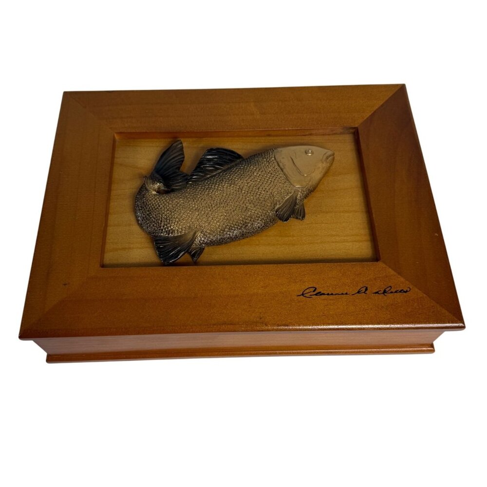 Haida Art Wooden Maple Box Salmon Fish Artist Signed Lakehouse Decor Fisherman